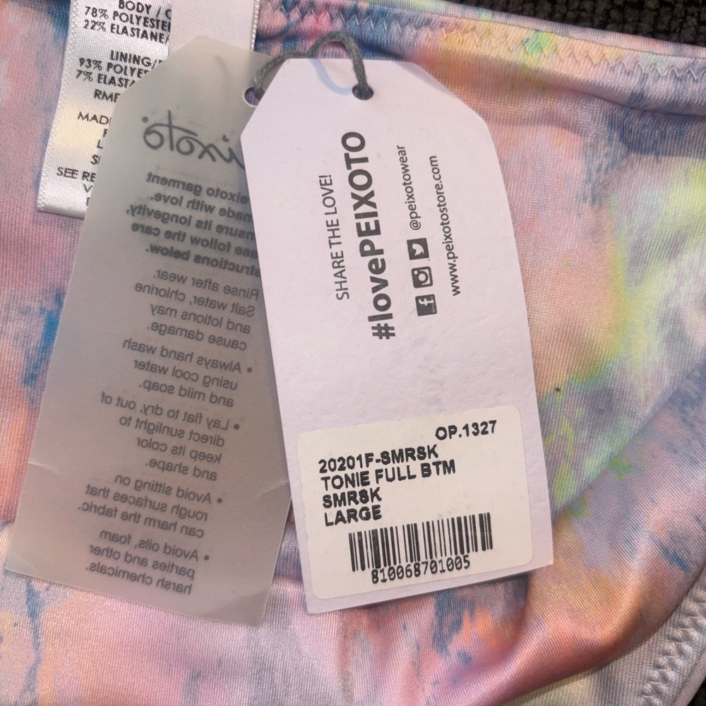 Peixoto Pastel Tie-Dye “Toni” Bikini Bottom NWT (size Large) - Picture 6 of 6